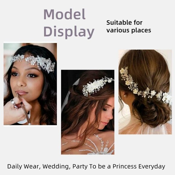 Bridal Pearl Flower Hairband for Girls Women Wedding Accessories Crystal main image 4